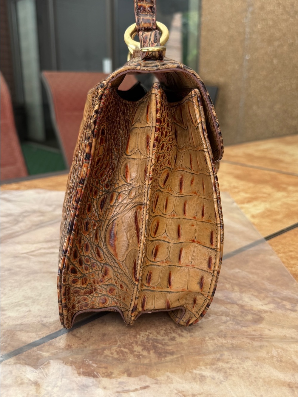 RARE Vtg Brahmin Lady Vittoria Rose Satchel Pecan Leather Strap RoseTassels EUC - Picture 5 of 16